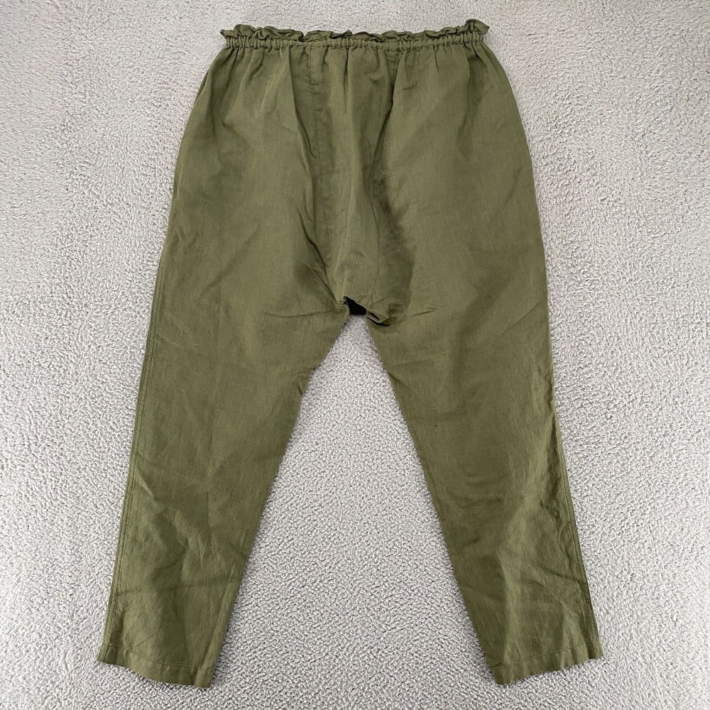 The Great. Pants Womens 1 / Small Linen Blend Tulip Drop Crotch Pockets Ruffles - Picture 12 of 13